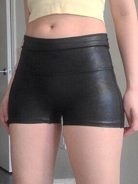 Spanx Faux Leather Micro Low-Rise Shorts